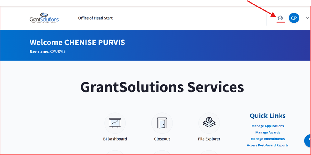 When you log into our Grant Solutions, select the 